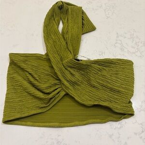 Green Textured Halter Top
